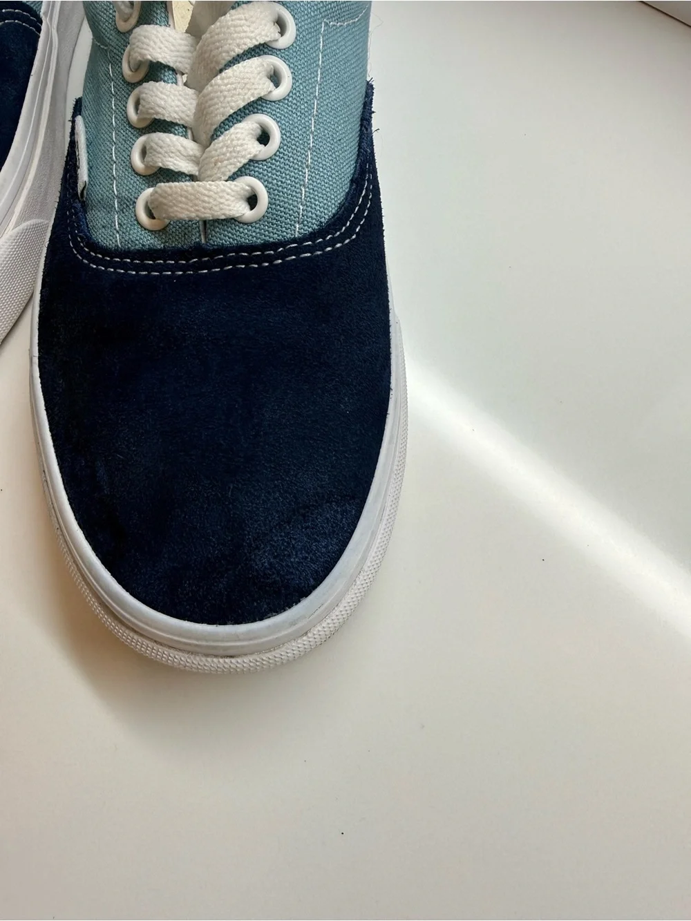 Vans Era Low Top Two-Tone Blue Suede & Canvas Skate Shoes Sneakers M6.5W8